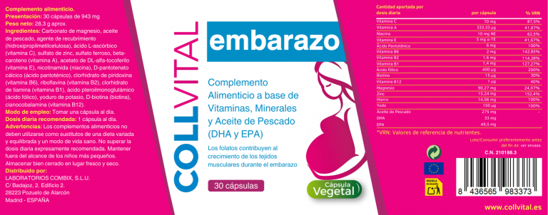 COLLVITAL EMBARAZO ETIQUETA