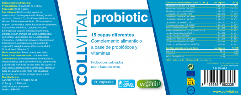 COLLVITAL PROBIOTIC ETIQUETA